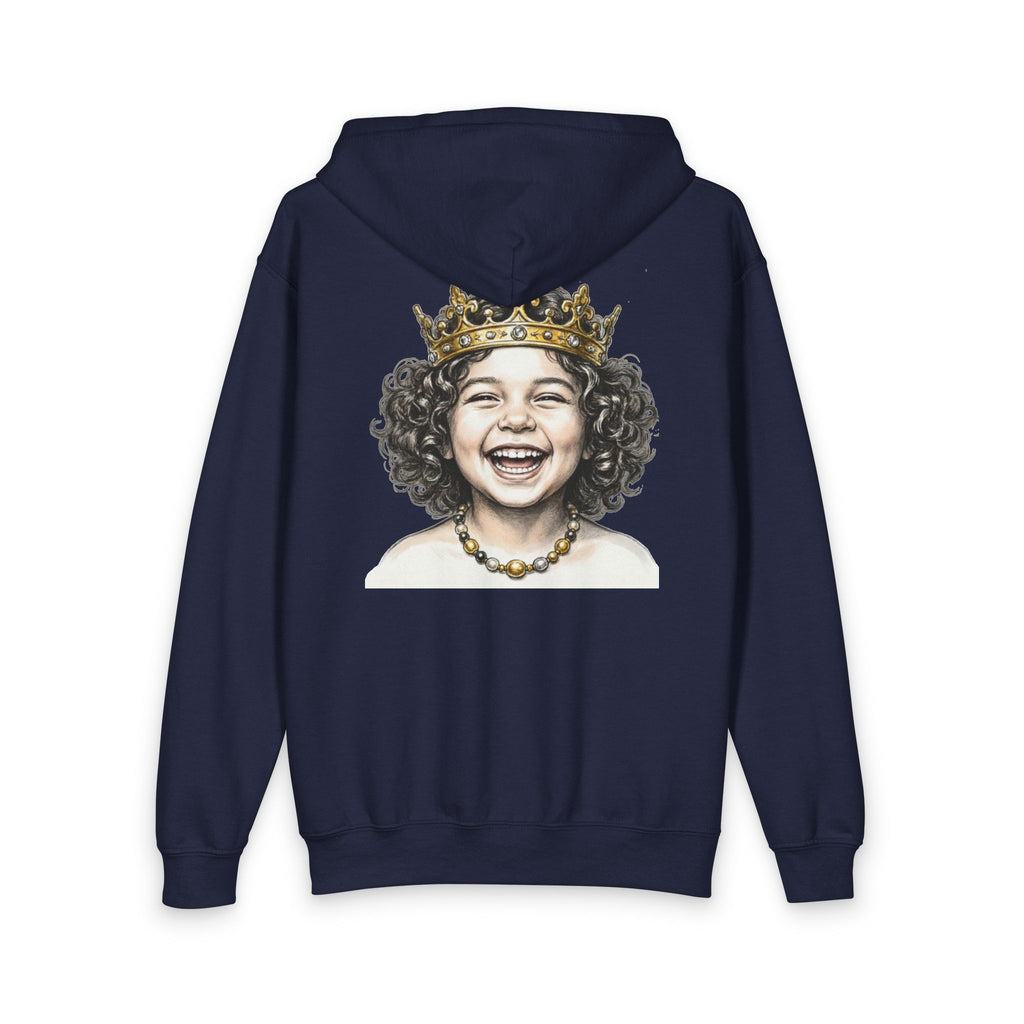 New Prince Crowned Smiling Child Youth Zip Hoodie — styled photo 8