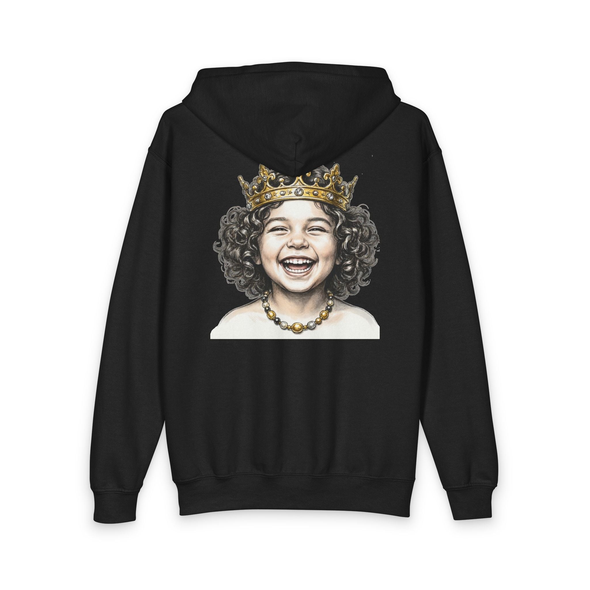 New Prince Crowned Smiling Child Youth Zip Hoodie — styled photo 2