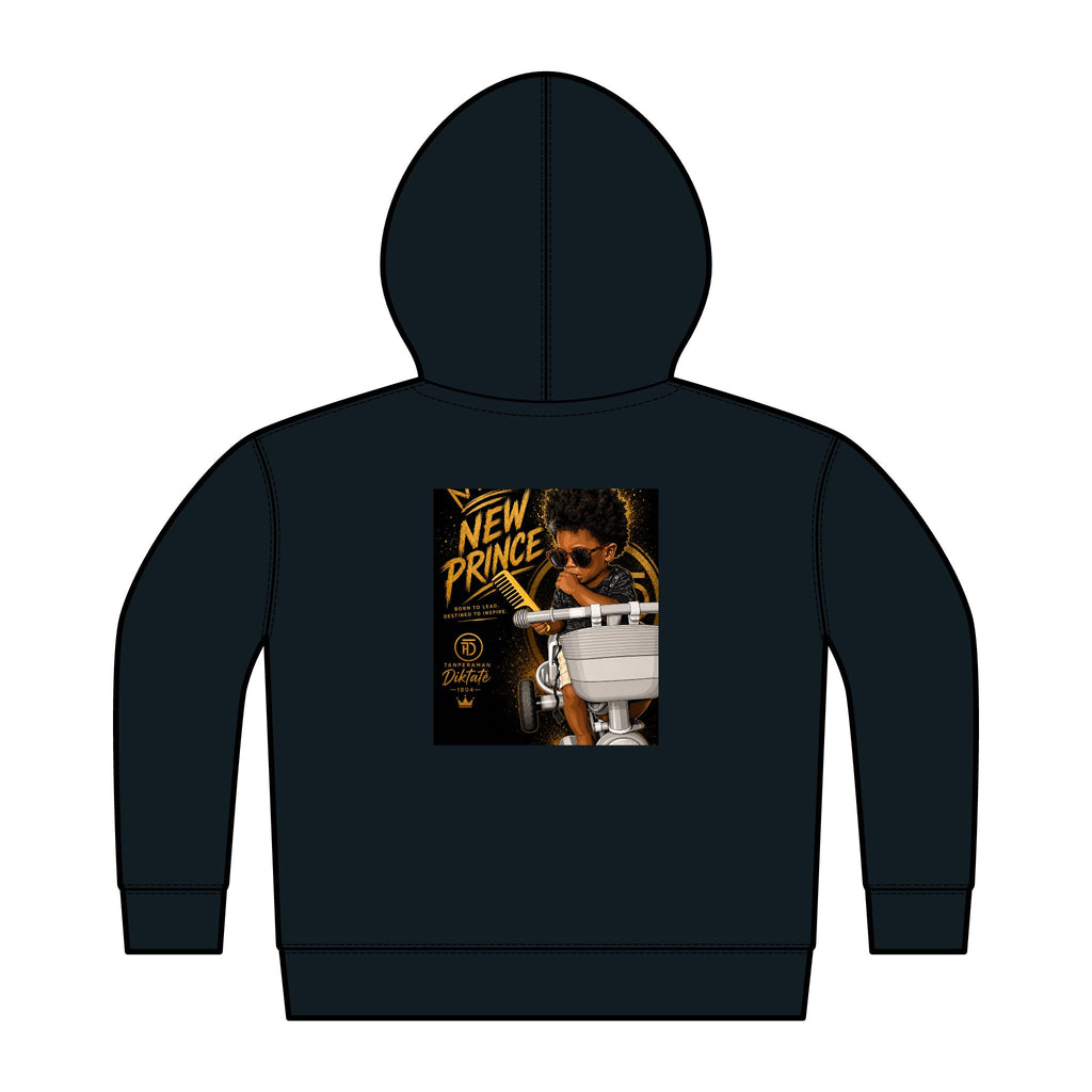 Toddler Hoodie — New Prince Gold Crown Graphic, styled photo 2