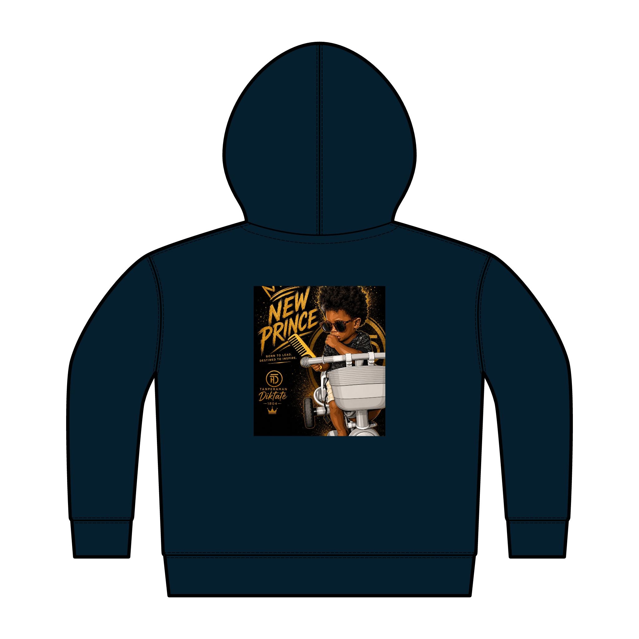 Toddler Hoodie — New Prince Gold Crown Graphic, styled photo 3