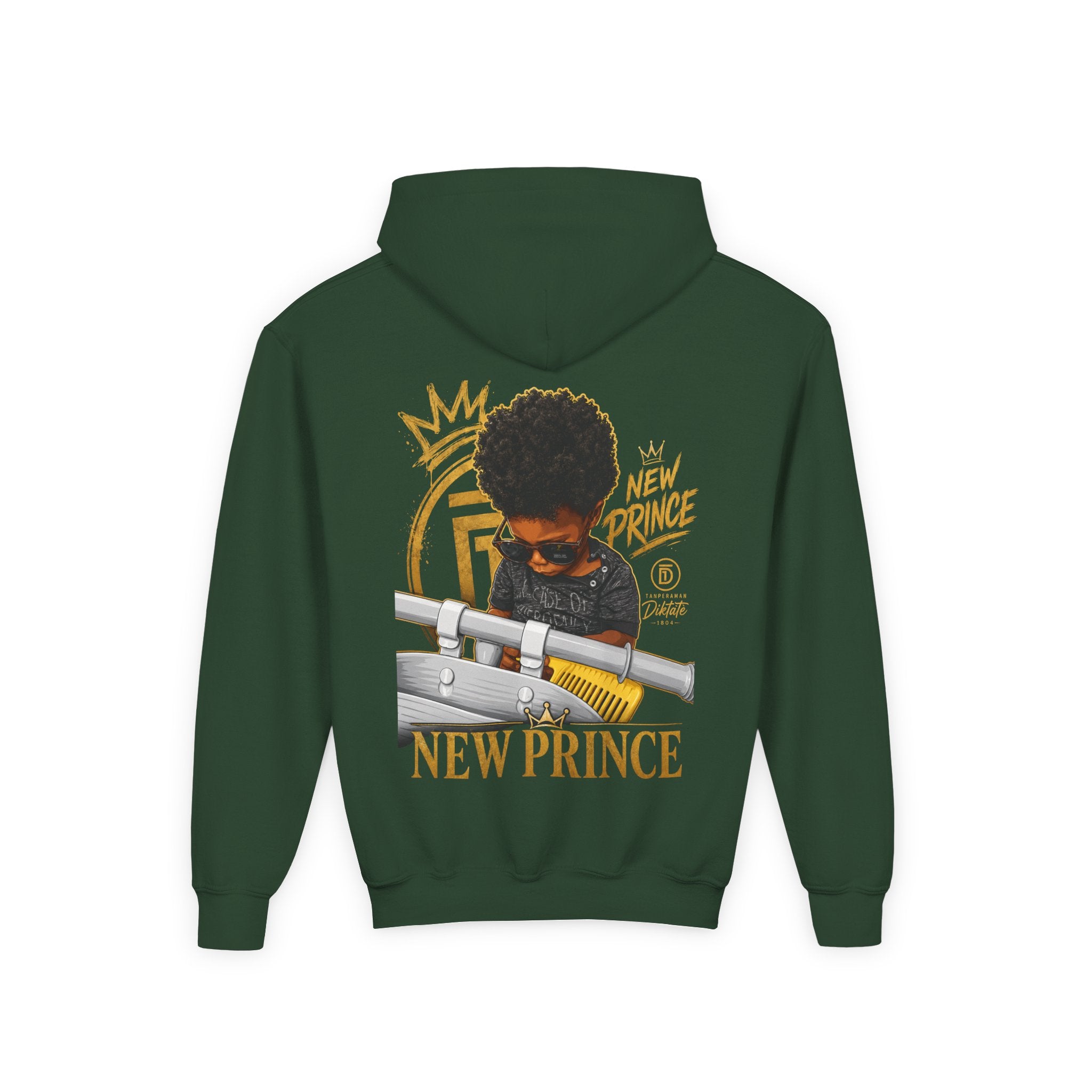 "New Prince" Crown Graphic Kids' Pullover — back view
