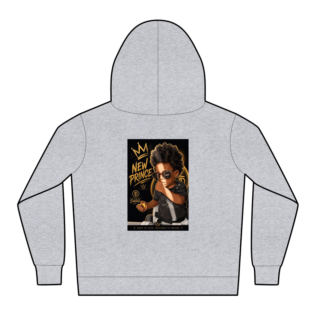 "New Prince" Hoodie — Black Relaxed for Boys, graphic detail
