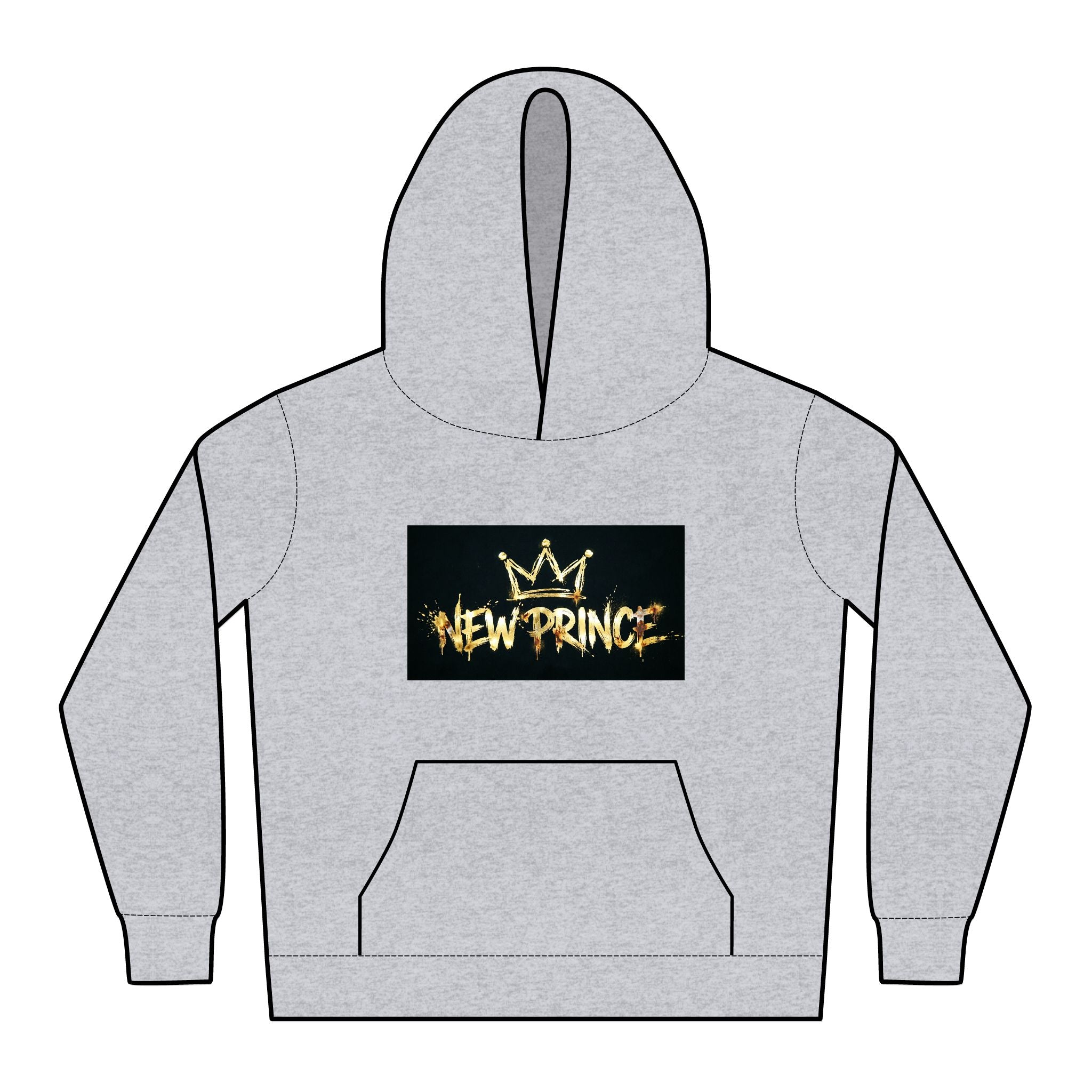 "New Prince" Hoodie — Black Relaxed for Boys, back view
