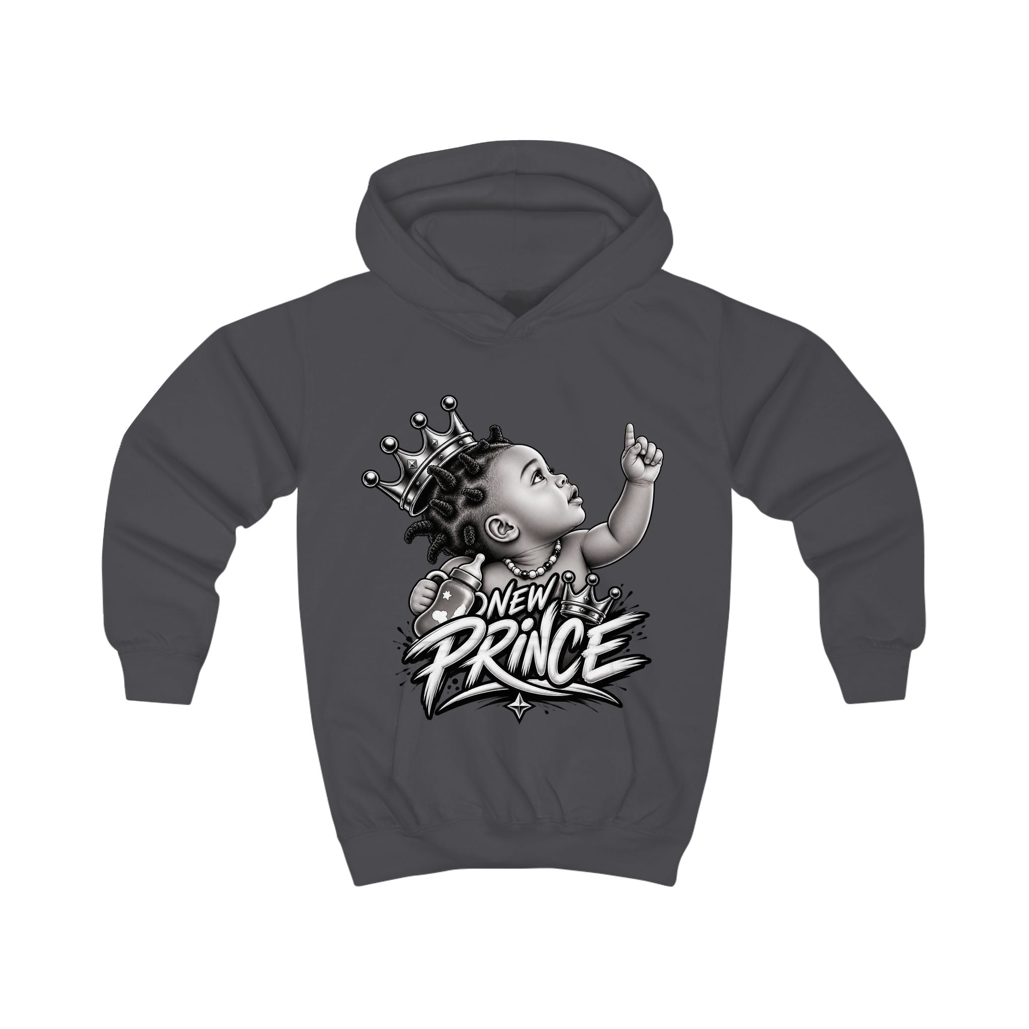 Kids Hoodie - 'New Prince' Crowned Baby Graphic Pullover for Toddlers