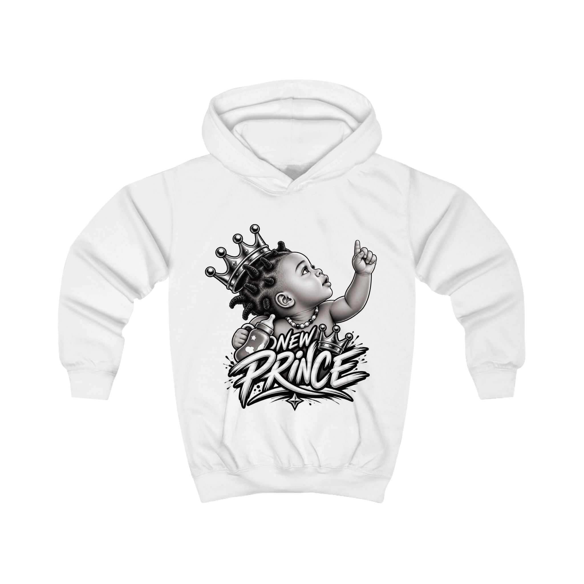 Kids Hoodie - 'New Prince' Crowned Baby Graphic Pullover for Toddlers