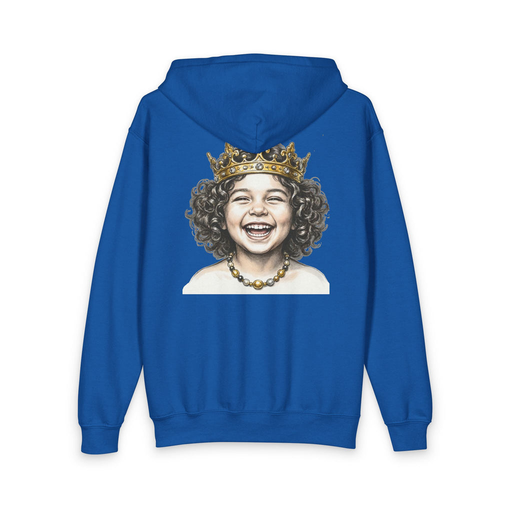 New Prince Crowned Smiling Child Youth Zip Hoodie — styled photo 6