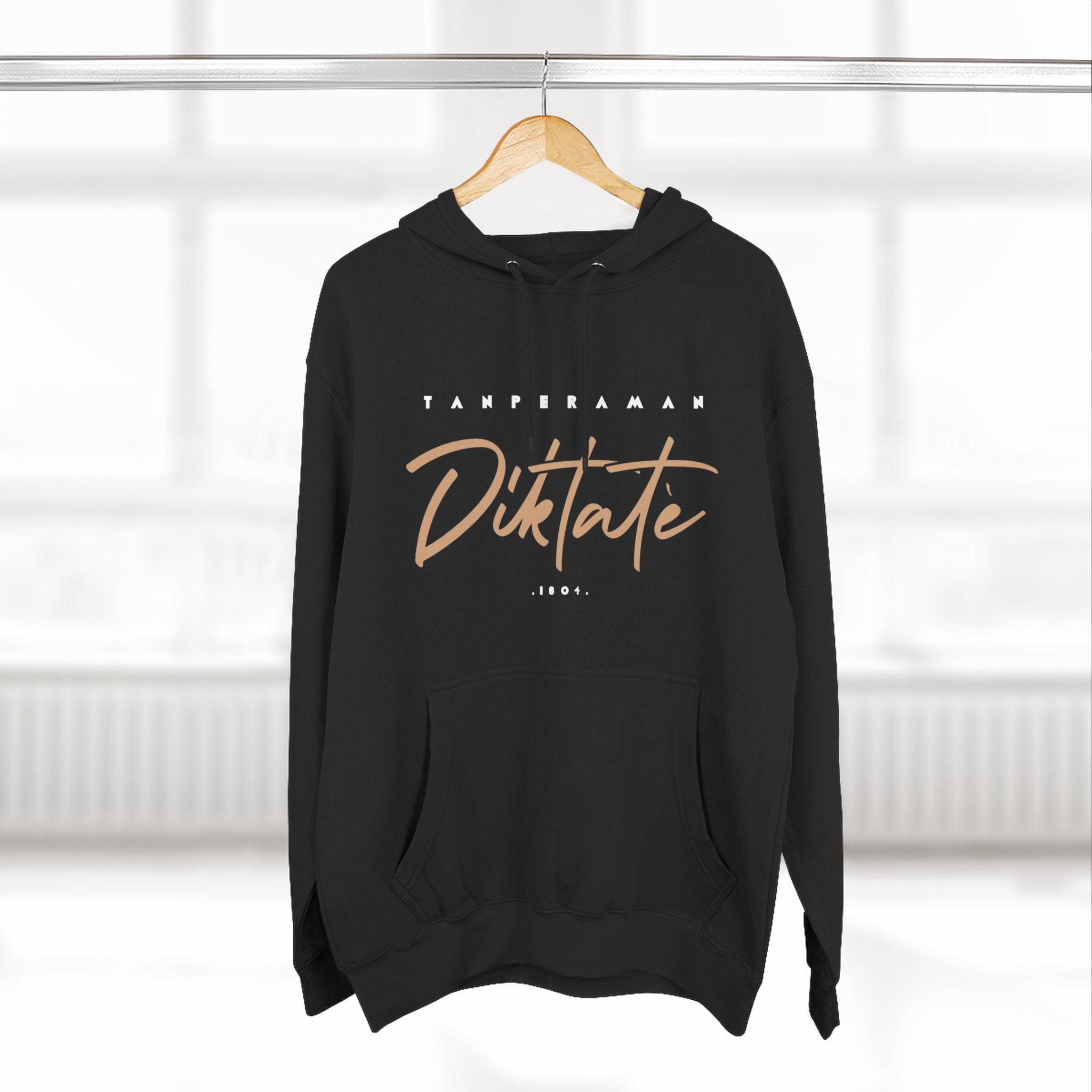 Three-Panel Fleece Hoodie — three-panel colorblock detail