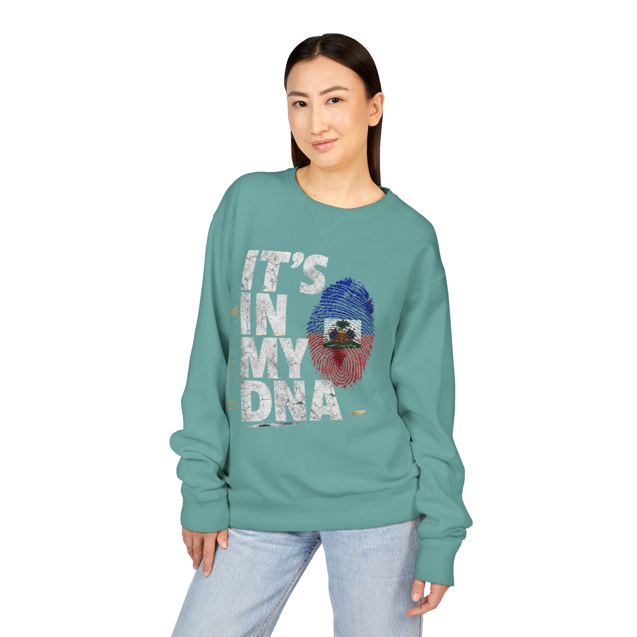 My DNA 1804 Haitian Flag Crewneck — styled photo 25