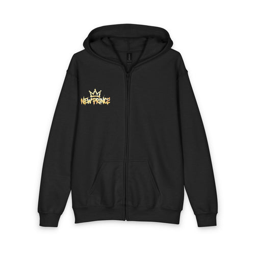 New Prince Crowned Smiling Child Youth Zip Hoodie — front view