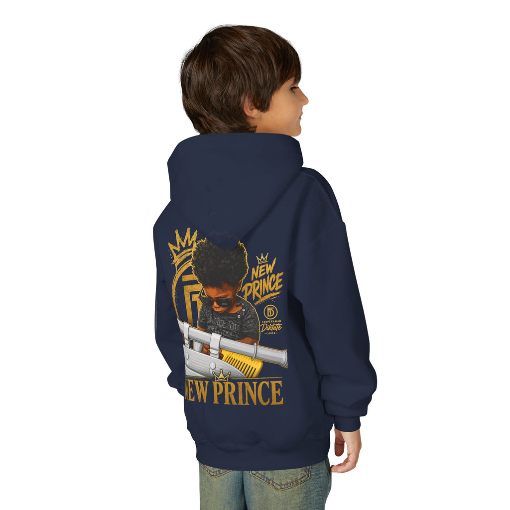 "New Prince" Crown Graphic Kids' Pullover — styled photo 8
