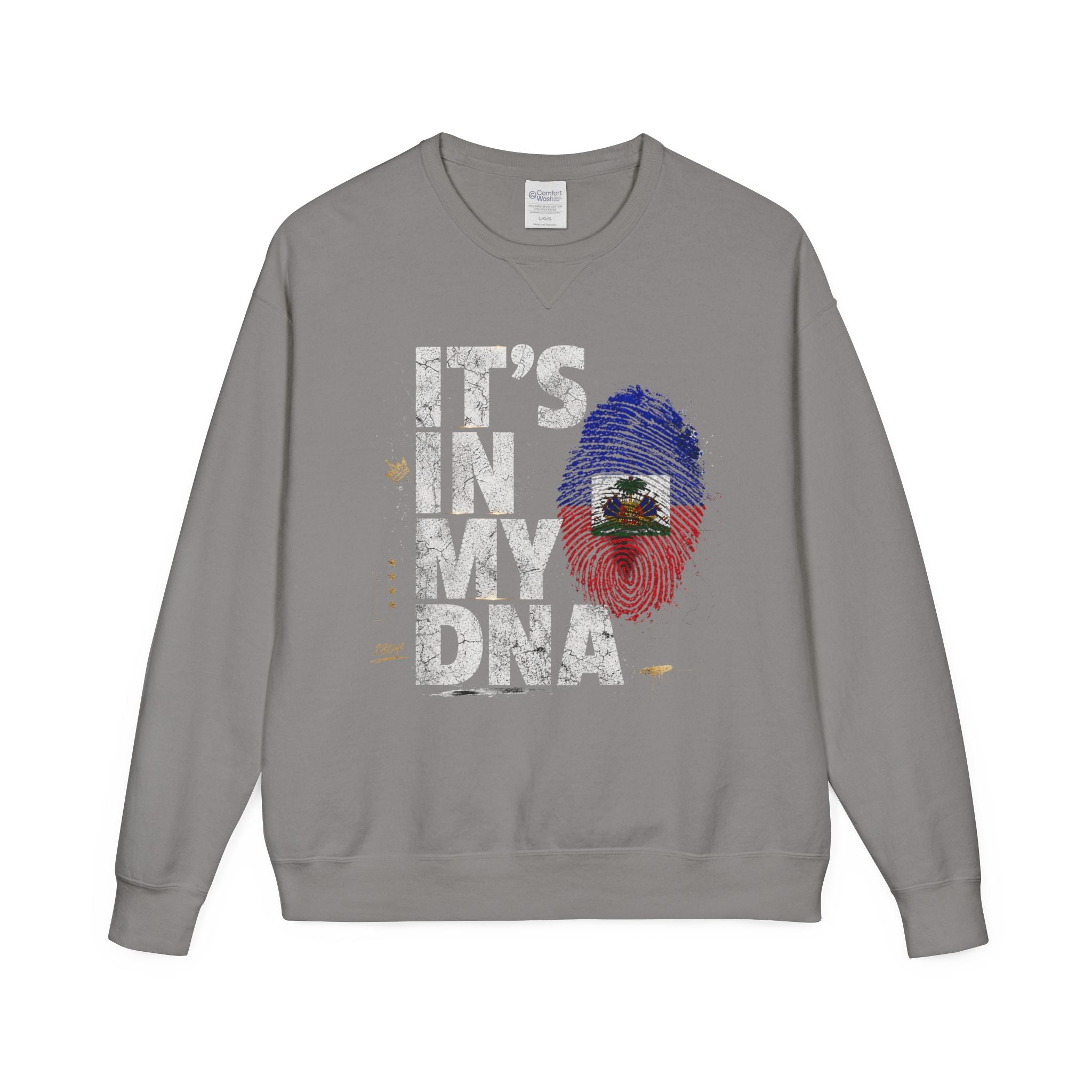 My DNA 1804 Haitian Flag Crewneck — side view