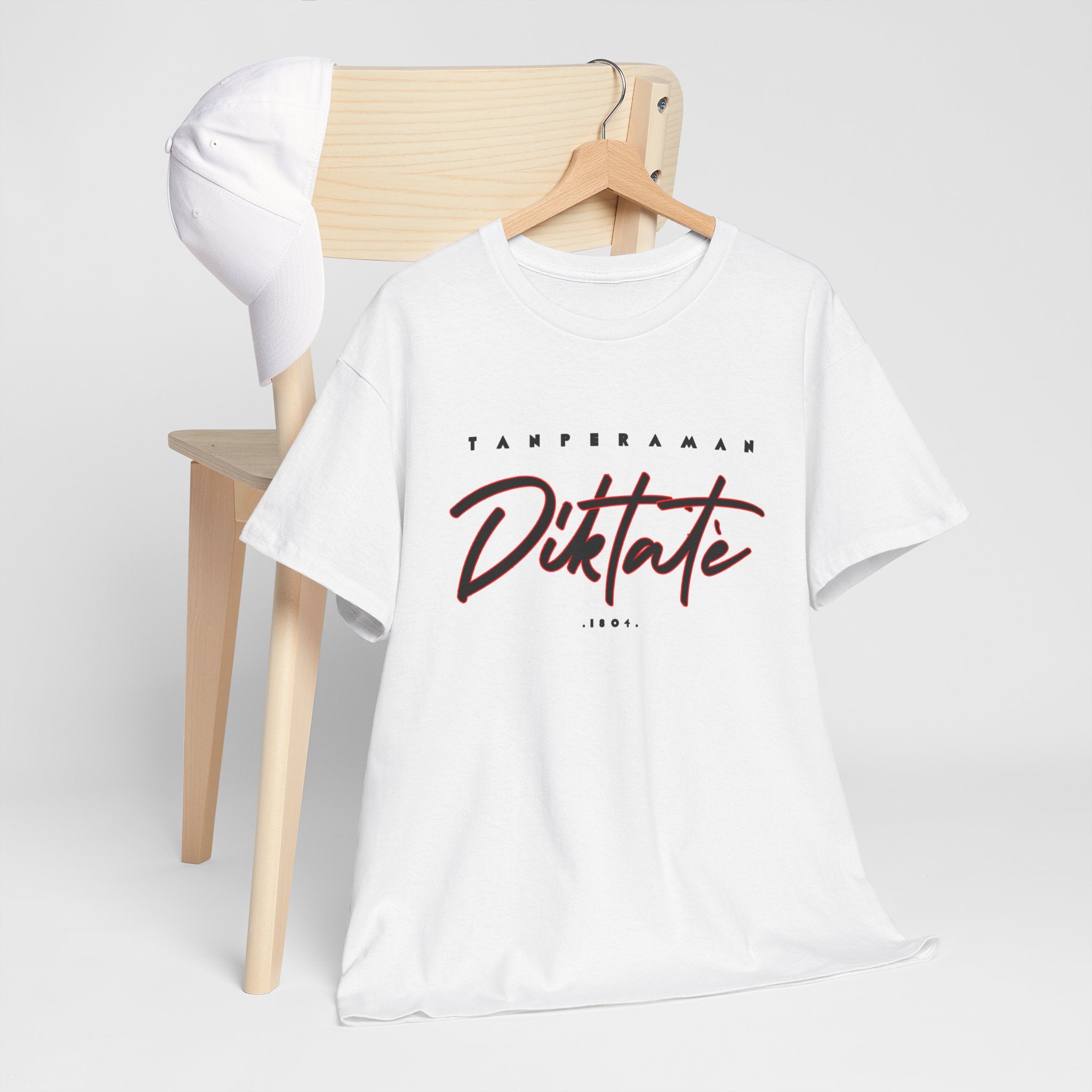 Tanperaman Diktatè Tee — White, back view