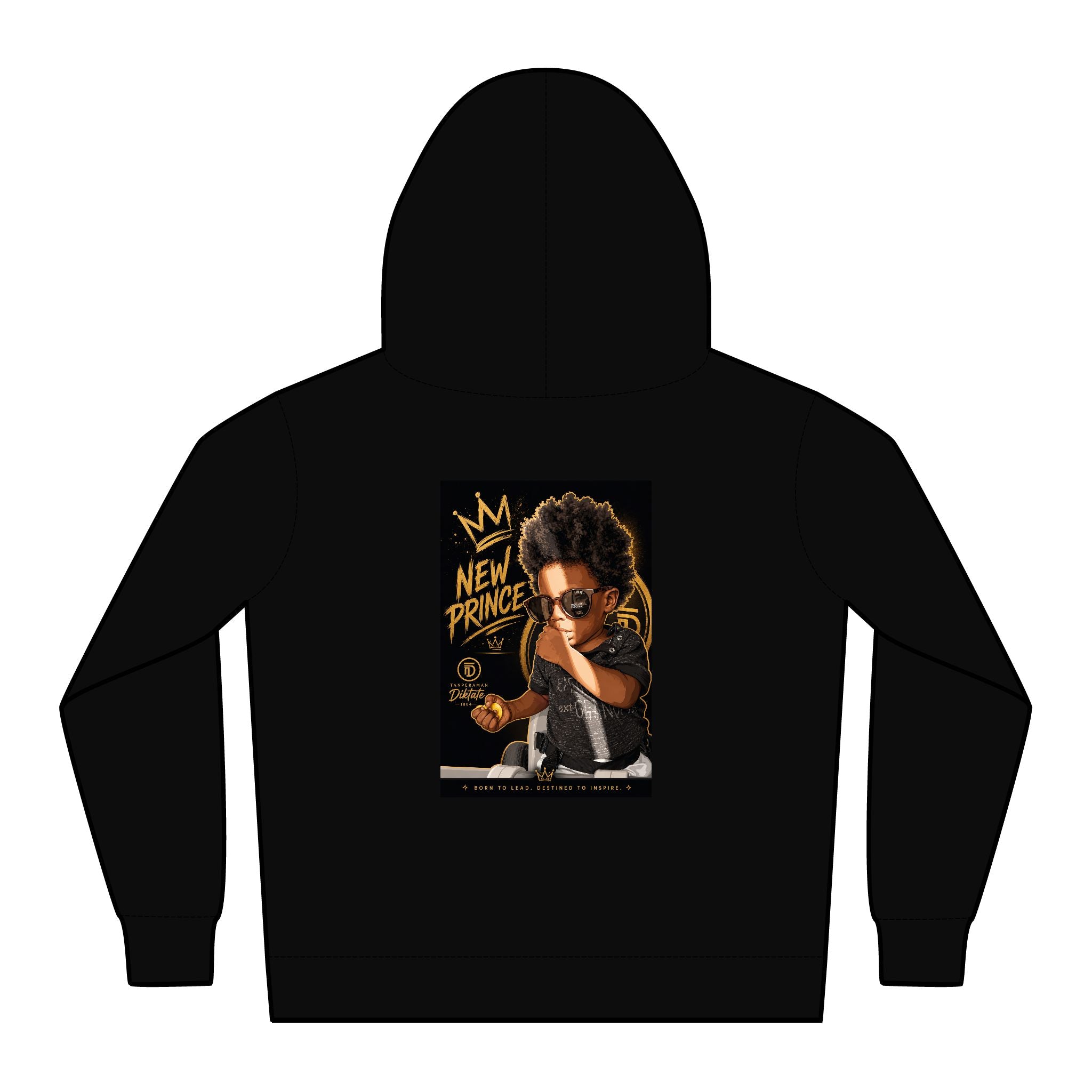 "New Prince" Hoodie — Black Relaxed for Boys, side view