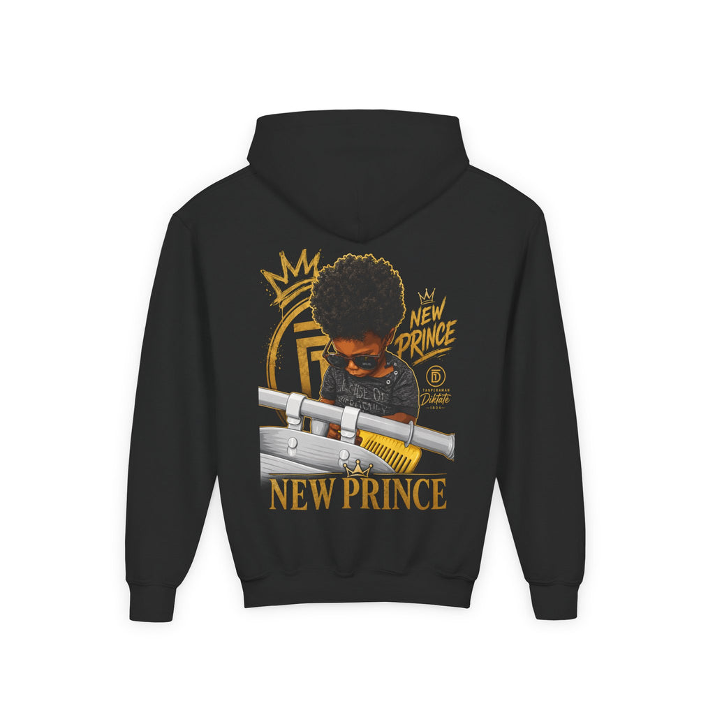 "New Prince" Crown Graphic Kids' Pullover — styled photo 1