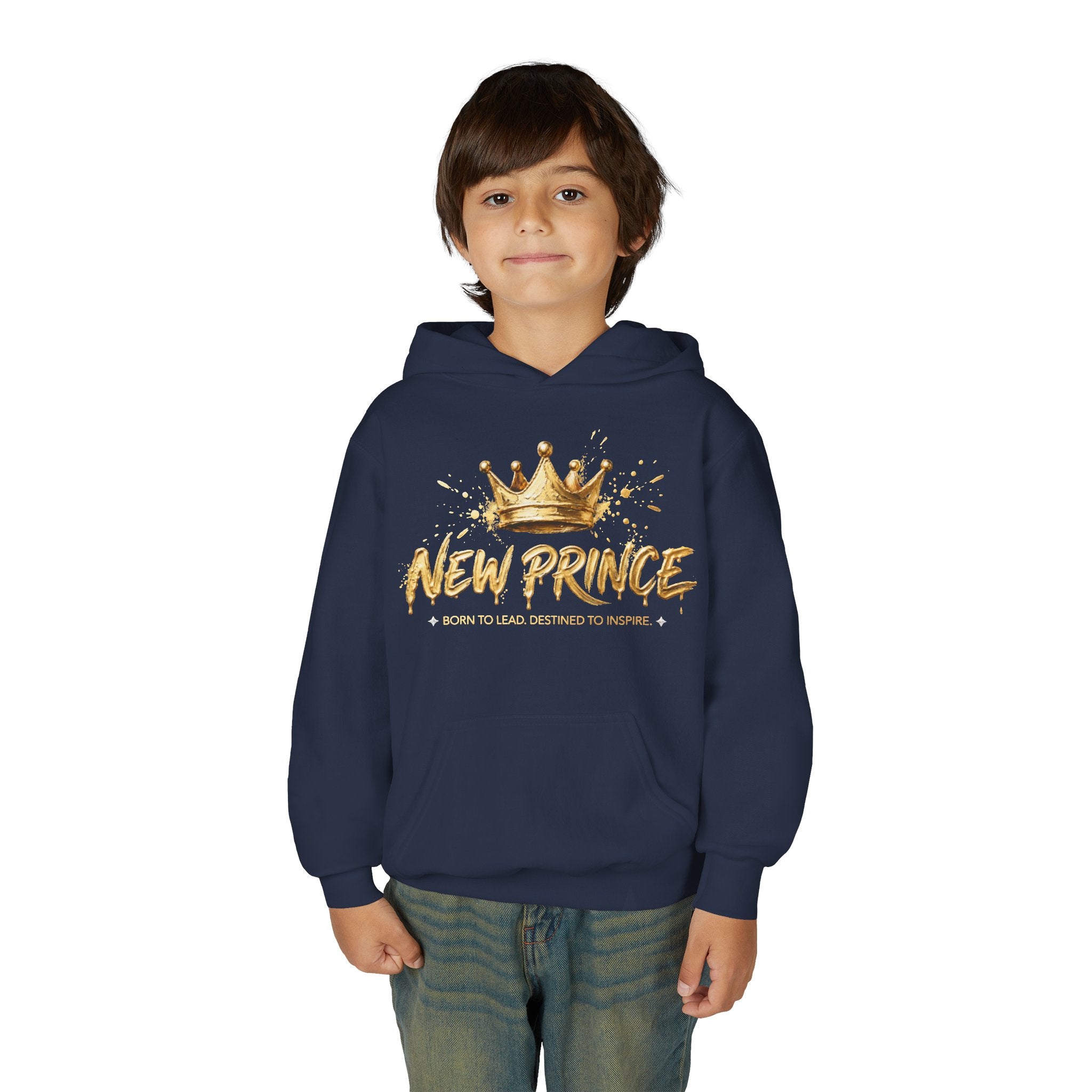 "New Prince" Crown Graphic Kids' Pullover — styled photo 7