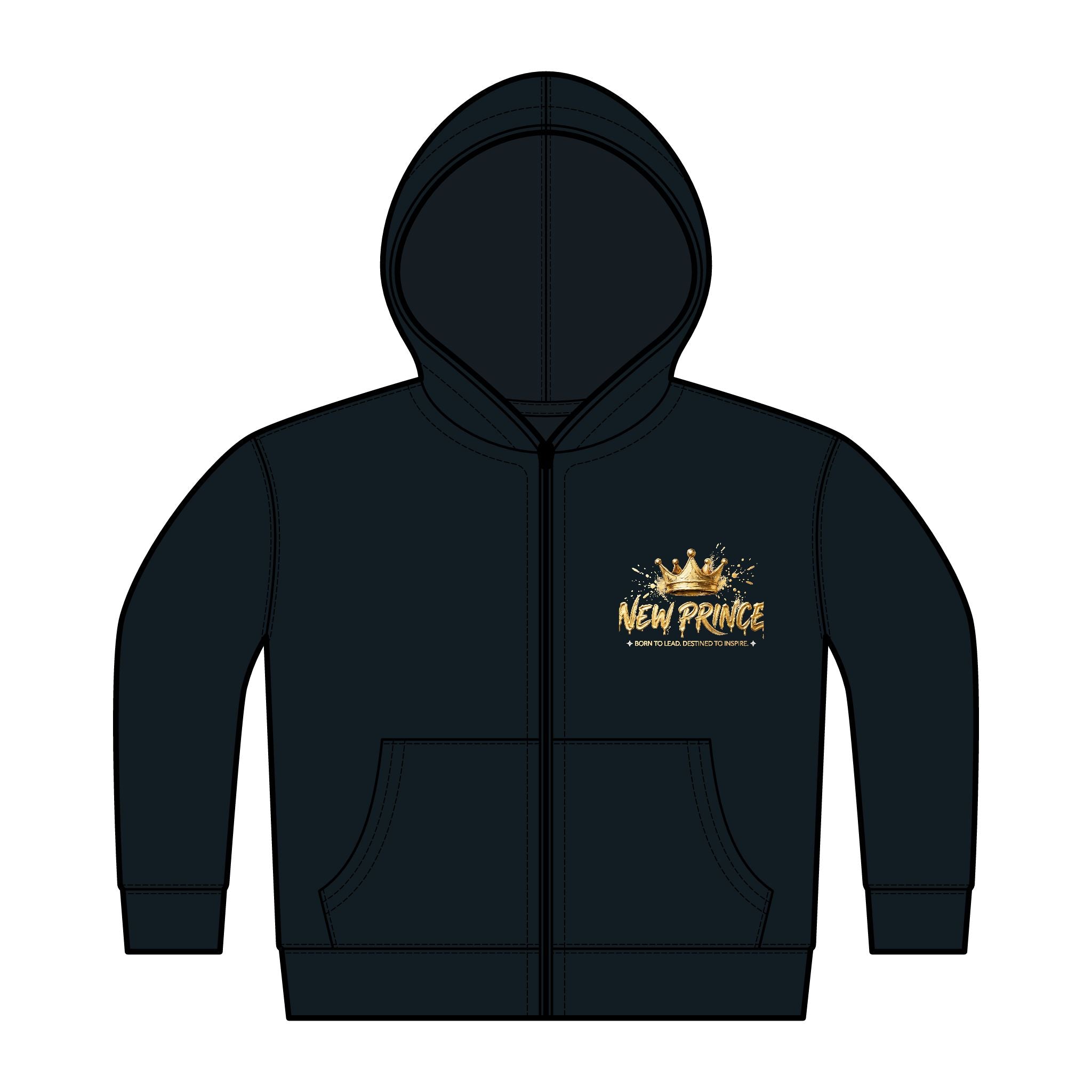 Toddler Hoodie — New Prince Gold Crown Graphic, back view