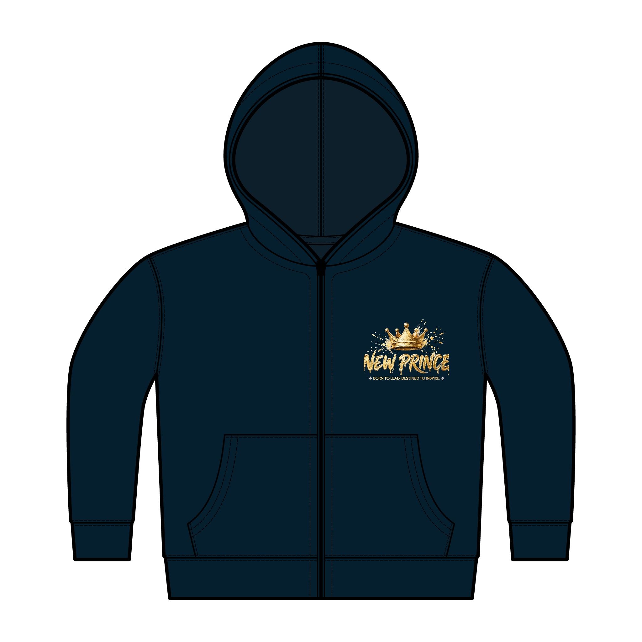 Toddler Hoodie — New Prince Gold Crown Graphic, side view