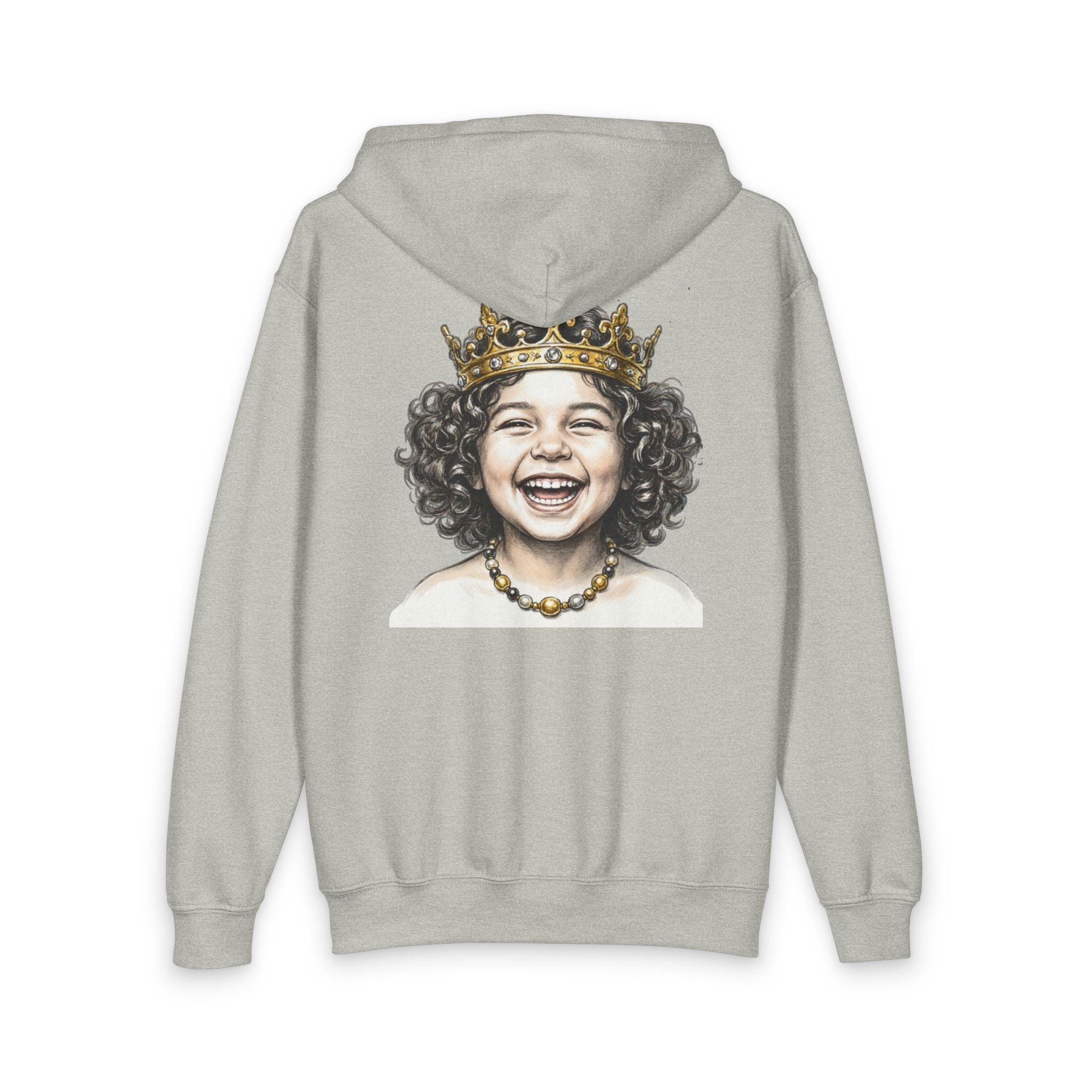 New Prince Crowned Smiling Child Youth Zip Hoodie — styled photo 4