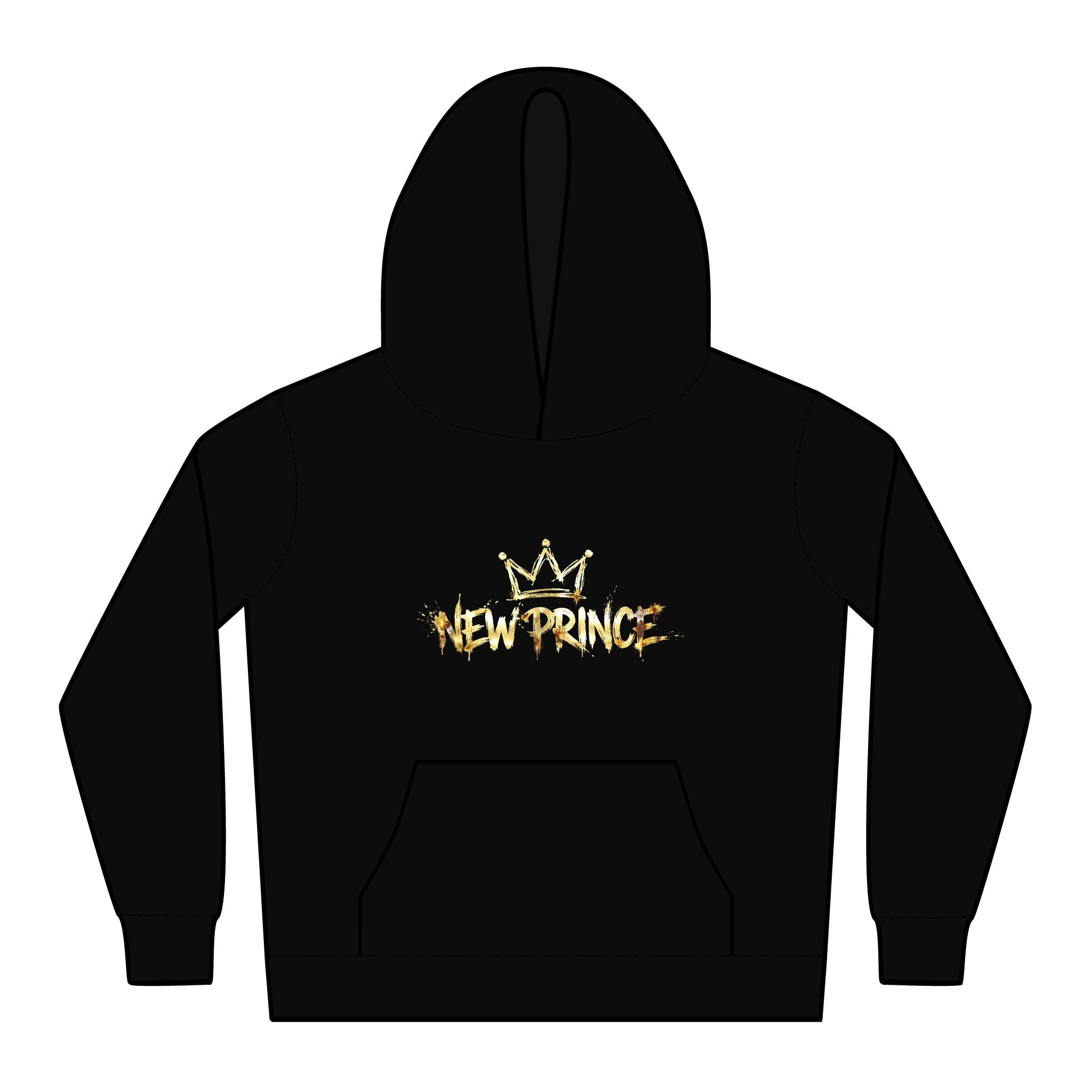 "New Prince" Hoodie — Black Relaxed for Boys, front view