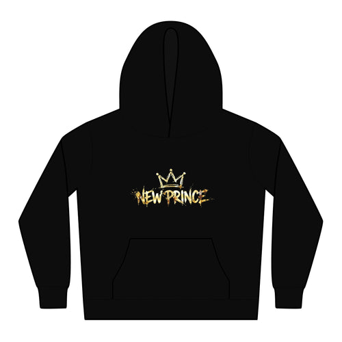"New Prince" Hoodie — Black Relaxed for Boys, front view