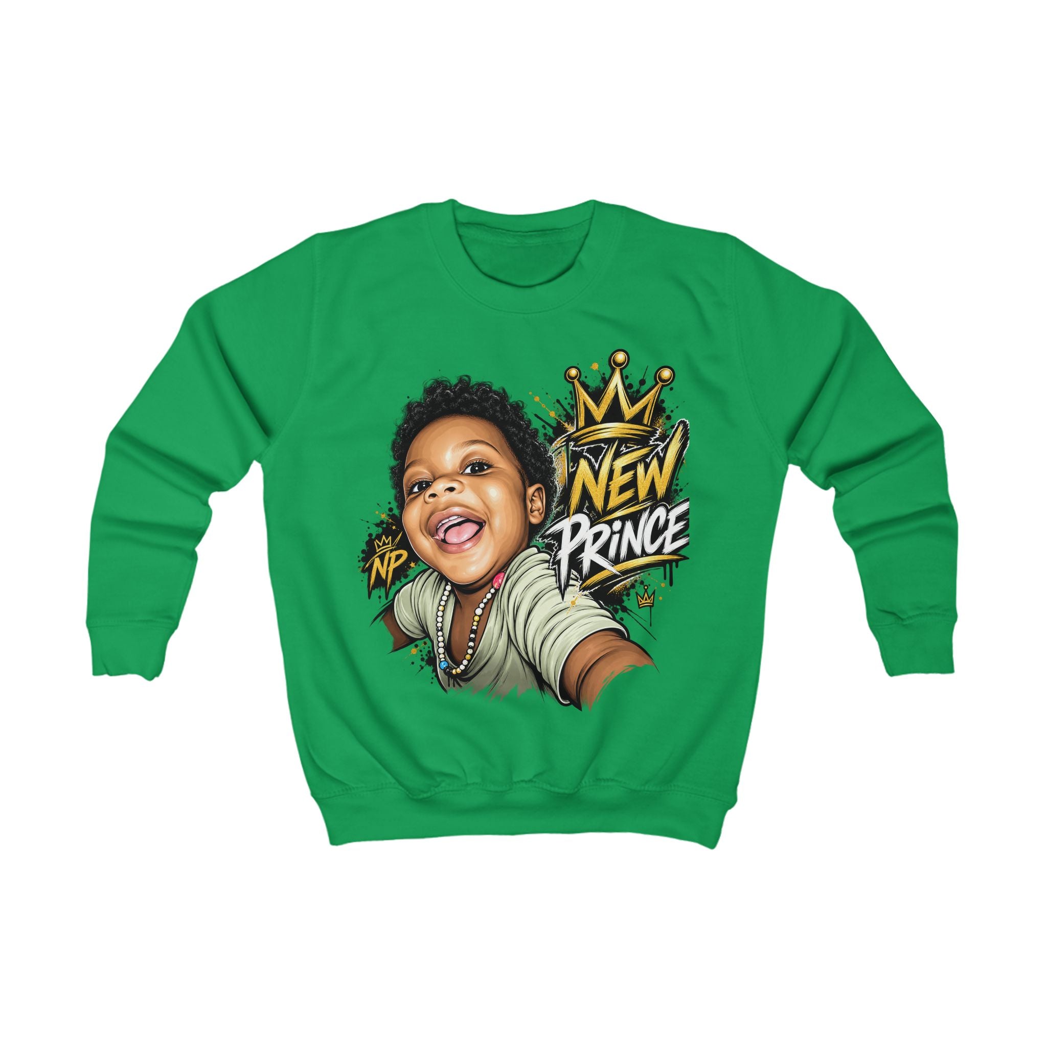 New Prince Kids Sweatshirt — Crown Graphic Crewneck, front view