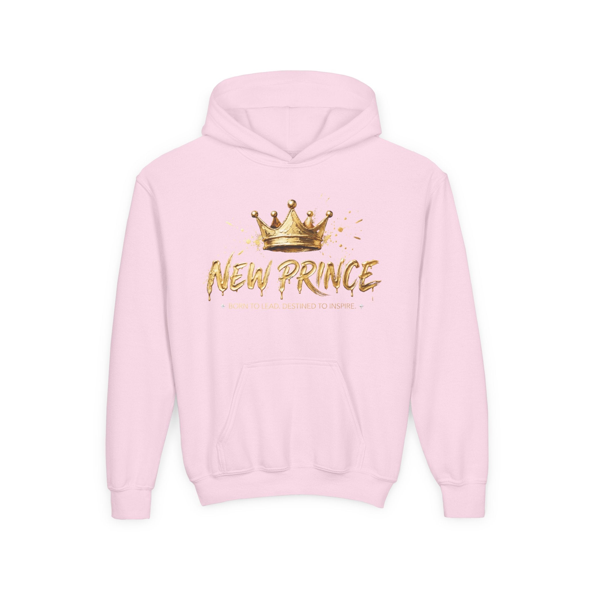 "New Prince" Crown Graphic Kids' Pullover — crown graphic detail