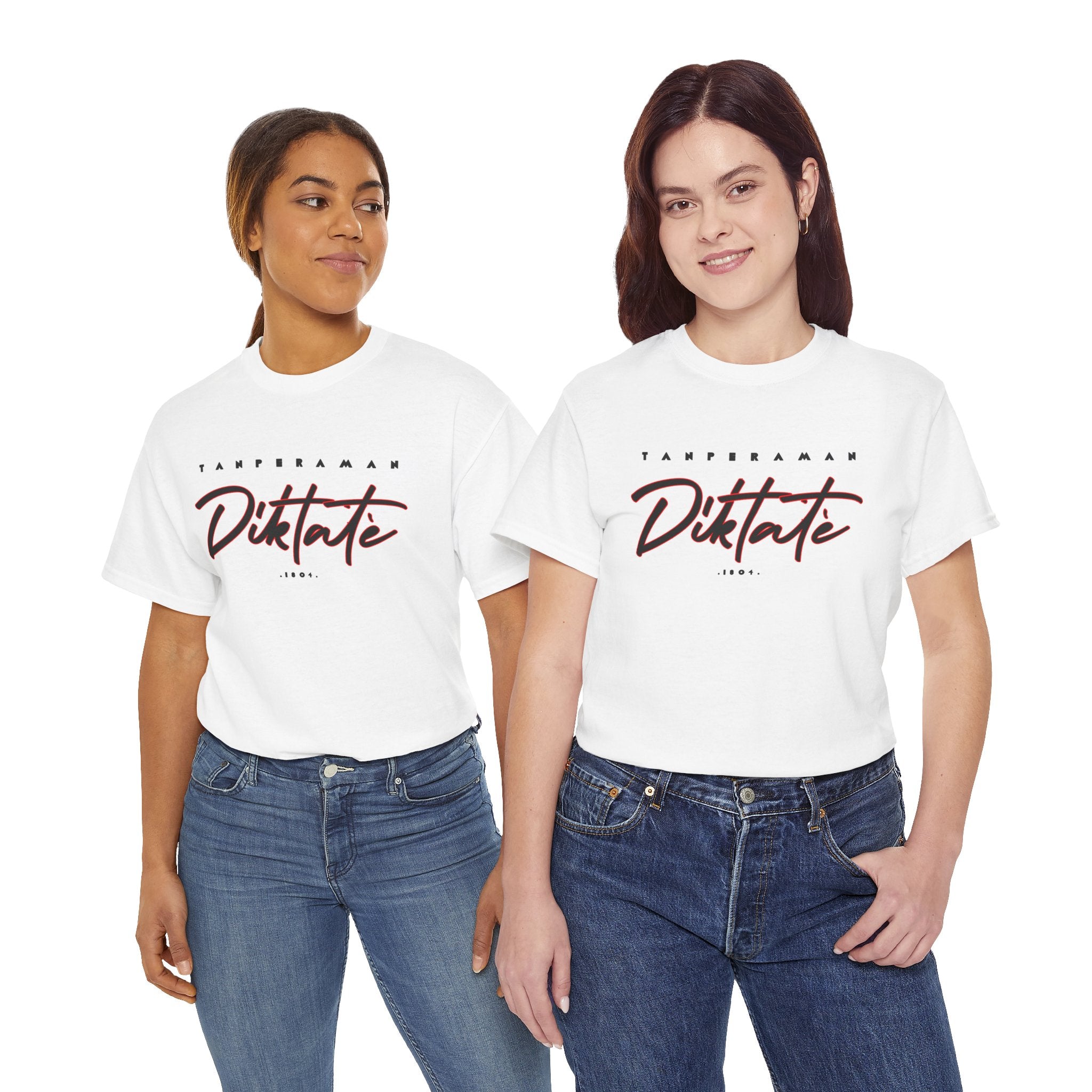 Tanperaman Diktatè Tee — worn by two models