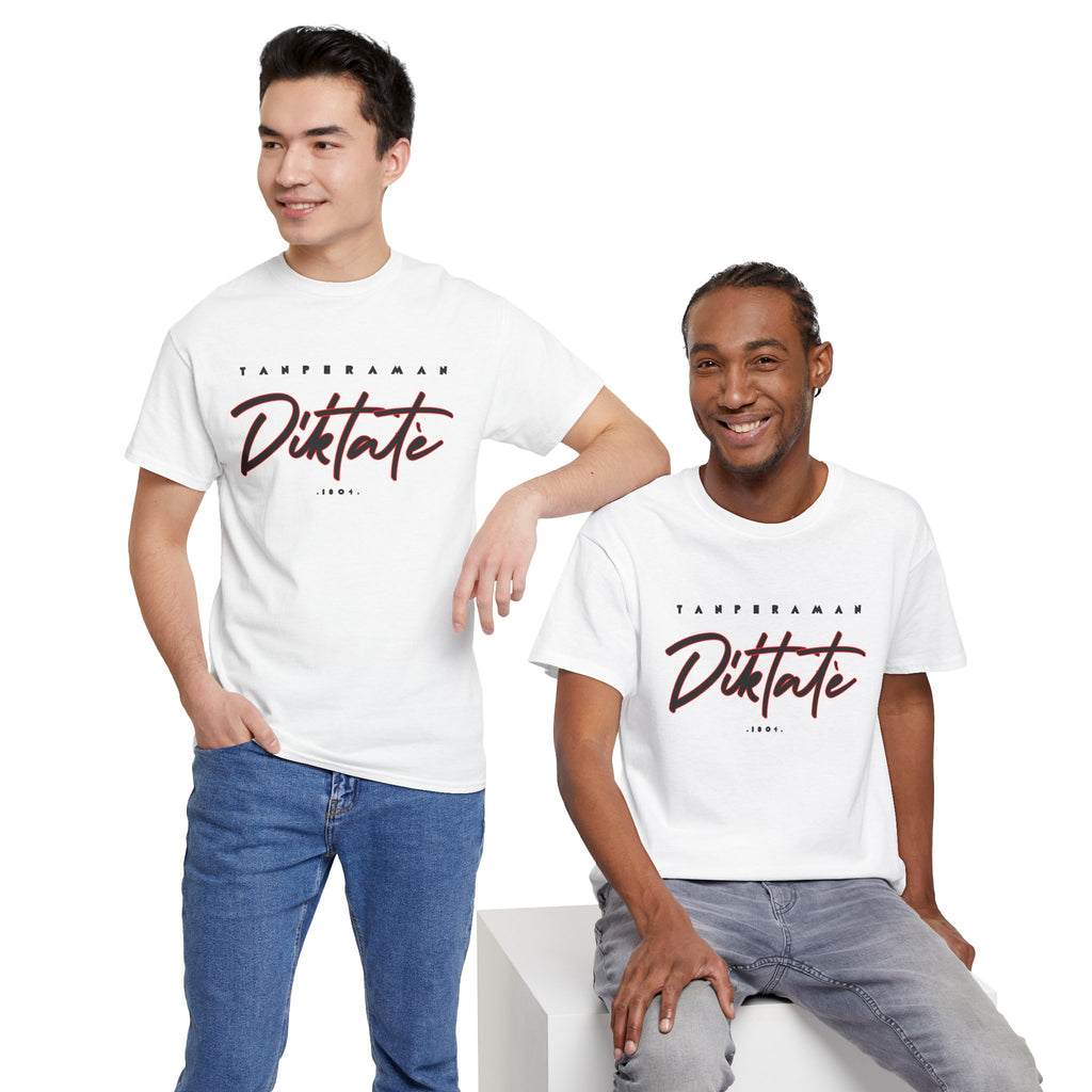 Tanperaman Diktatè Tee — worn by two models, alternate angle