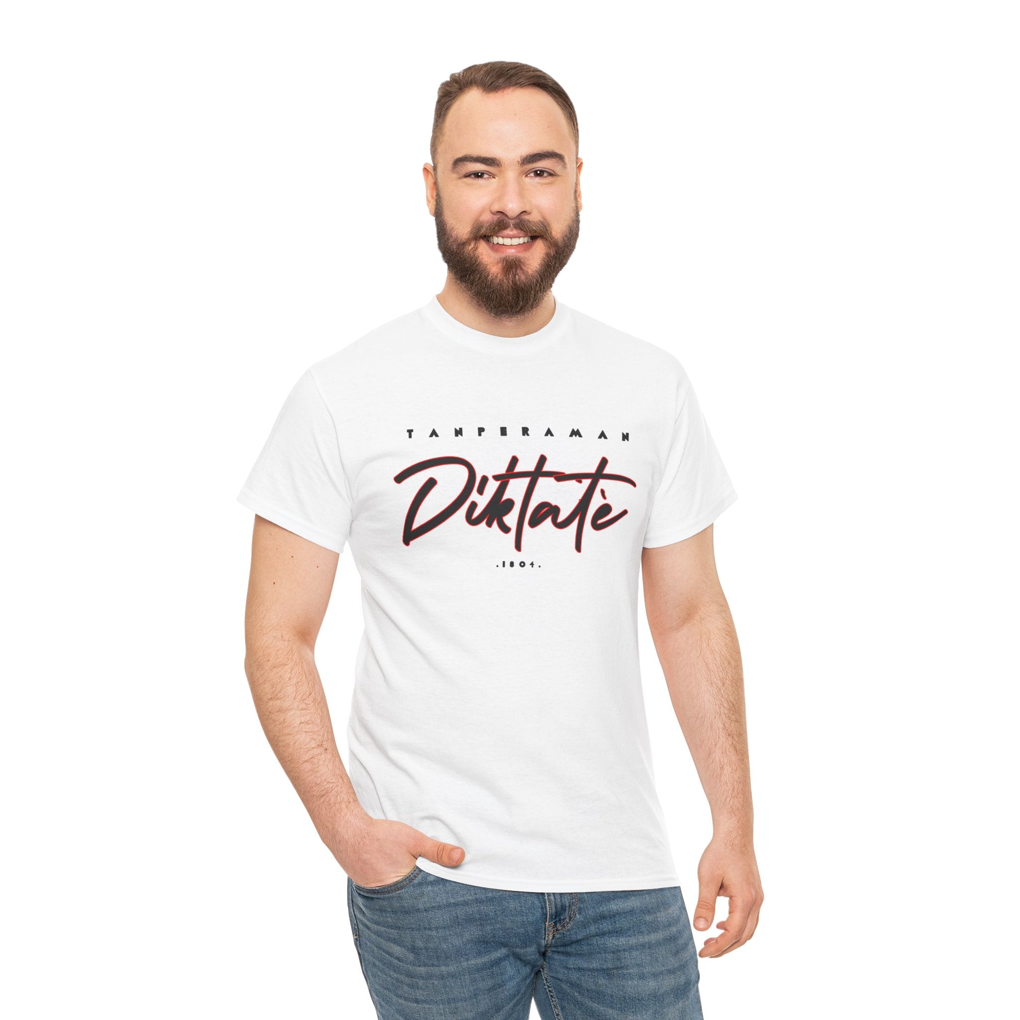 Tanperaman Diktatè Tee — model wearing the shirt