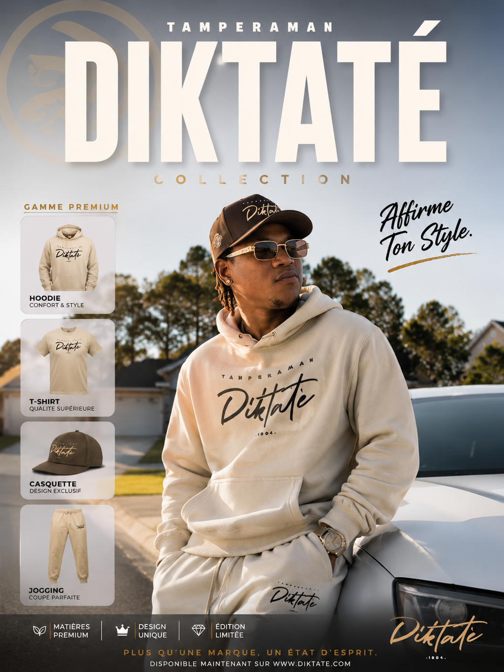 Tanperaman Diktatè Tee — White, styled product view