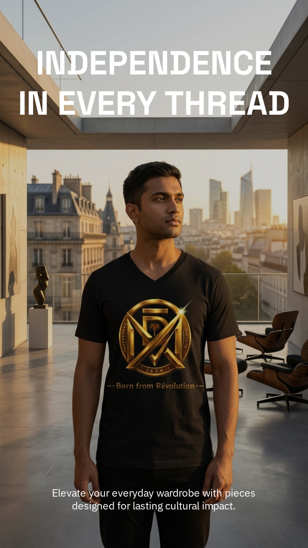Unisex Short V-Neck Tee — styled photo 3